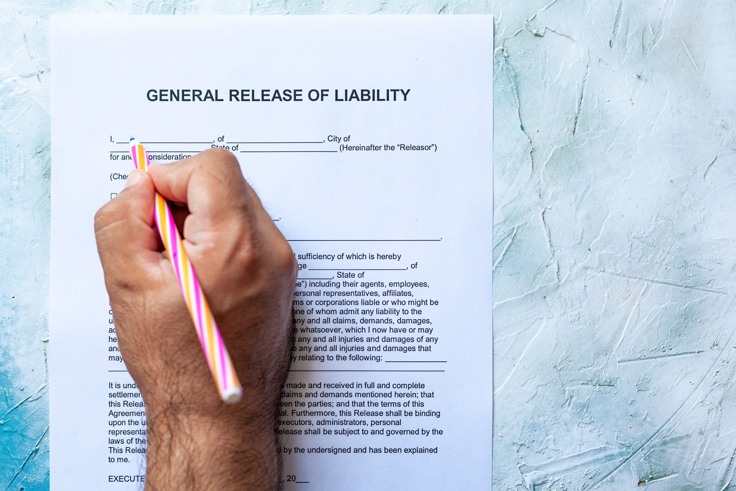 General release. Релиз картинка. Paper form with Protection. Why is the Employee generally liable for any Damage?.