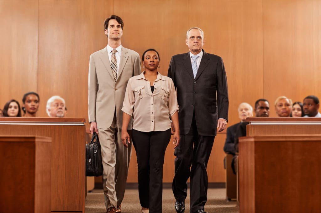 entering the courtroom