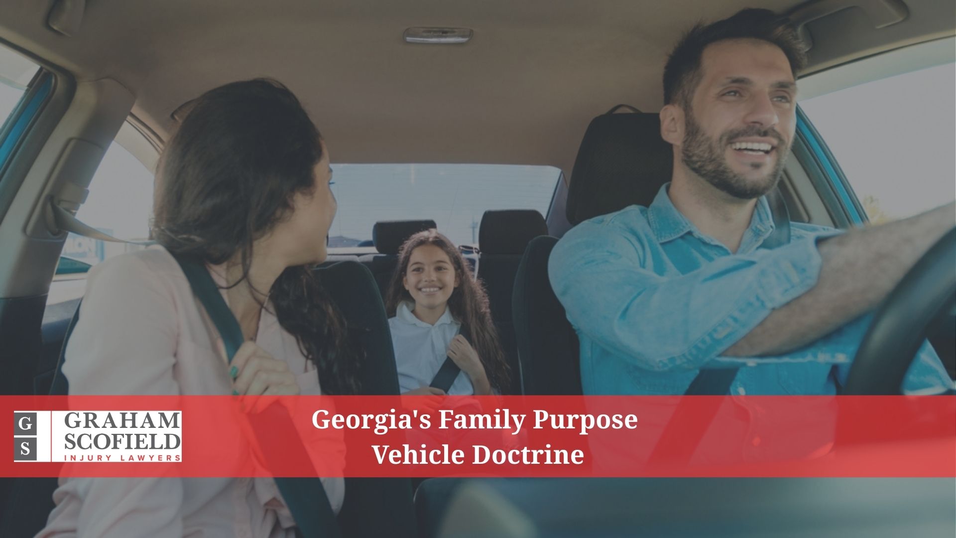 Family driving in car.